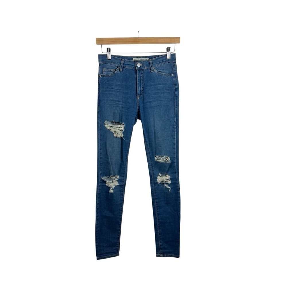 Topshop Women’s Leigh Distressed Stretch Skinny Jeans Medium Wash Size 26